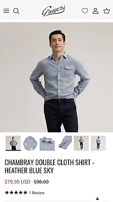#ad GRAYERS CLOTHIER Shirt Mens M. Chambray Double Cloth Long Sleeve Casual Gray