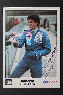 #ad Roberto Guerrero Race Car Driver Autographed Signed 1985 Aamp;S Racing Card #2 JSA