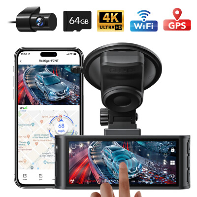 #ad REDTIGER 4K Dash Cam Front and Rear Touch Screen 3.18 Inch Free 64GB Card