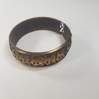 #ad Vintage Genuine Copper Bracelet Cut Out Design Bangle