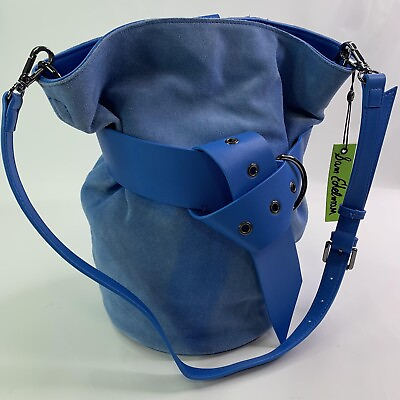 #ad NEW Sam Edelman Audrey Blue Suede Convertble Bucket Bag Backpack