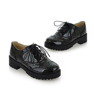 #ad Fashion Women Wing Tip Brogue Casual Oxfords Shoes Lace Up Platform Creeper New