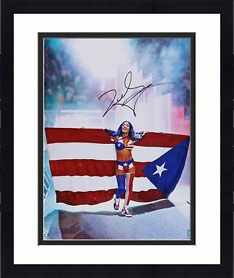 #ad Framed Zelina Vega WWE Signed 16quot; x 20quot; 2023 Backlash Entrance with Flag Photo