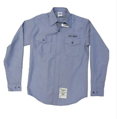 #ad US Navy Men’s Shirt Long Sleeve USN Blue Utility Military GENUINE Medium 1 Pack