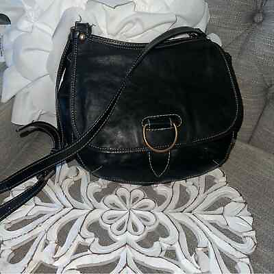 #ad Frye Crossbody Black Leather Purse Bag Handbag