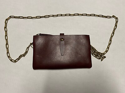 #ad Madewell The Transport Cabernet Brown Leather Small Crossbody Purse Chain Strap