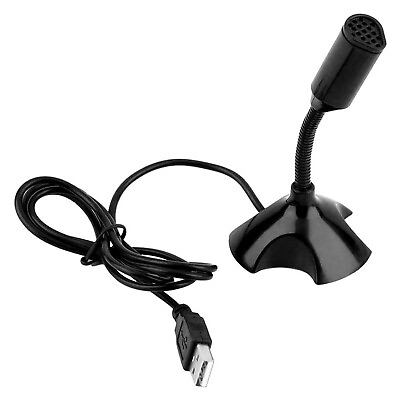 #ad Black USB Mini Desktop Speech Microphone Stand for PC Laptop Computer Notebook H