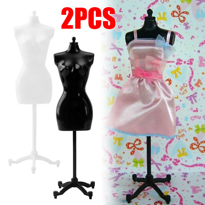 #ad 2pcs Mini Display Holder Dress Clothes Gown mannequin Model Stand For 1 6 Doll