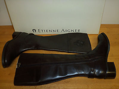 #ad Etienne Aigner New Womens Costa Chocolate Leather Boots 5.5 M Shoes Leather