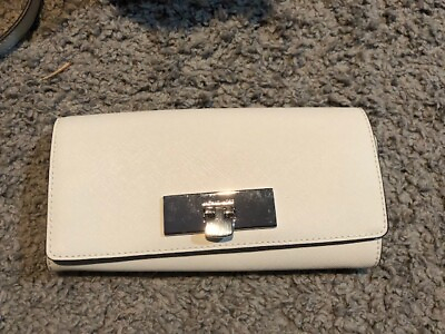 #ad Michael Kors Wallet White Fold Over with Clip Barely Used