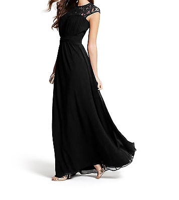 LONG FULL LENGTH MAXI EVENING PARTY COCKTAIL DRESS LACE CHIFFON SIZES 12 20