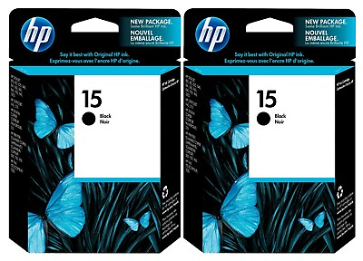 #ad GENUINE HP 15 Ink Cartridge 2 Pack for HP Deskjet 3810 3820 Officejet 5110 V40
