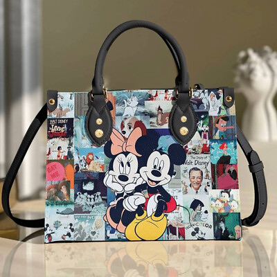 #ad Mickey and Minnie Handbag Disney Leather Handbag Custom Mickey Women bag