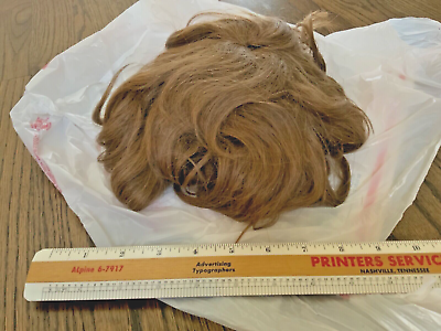 #ad VTG 100% human hair brown Wig clip sorority salon mannequin display sheds as is