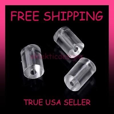 #ad 3mm 100pcs Clear Rubber Plastic Tube Earring Backs Stoppers Ear Nuts FREE SHIP