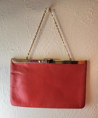 #ad Vintage Etra Red Maroon Burgundy Envelope Clutch Purse Handbag