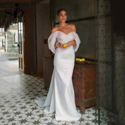 #ad Wedding Party Dresses Pleats Bridal Dress Mermaid Satin Bride Gowns With Train