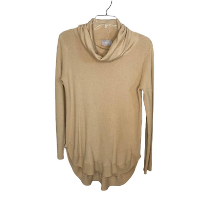 #ad Women#x27;s Cyrus Cowl Neck Round Hem Ribbed Knit Tunic Sweater Tan Extra Large XL