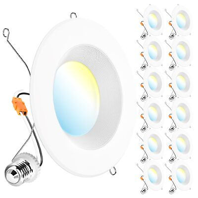 #ad 12 Pack 5 6 Inch LED Can Lights Retrofit Recessed Lighting Selectable 2700K 3...
