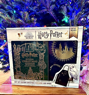 #ad NEW VHTF Harry Potter Gift Set Edition Christmas Cookbook and Apron