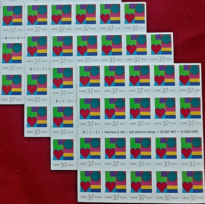 #ad Three x 20 = 60 of LOVE Geometric Circles amp; Lines 37¢ US Postage Stamps 3657