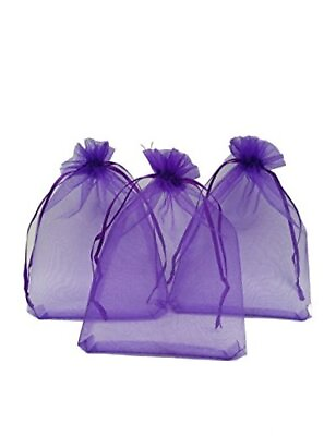 #ad 50pcs Large Sheer Organza Favor Bags 6.6x9#x27;#x27; Jewelry Candy Gift Deep Purple