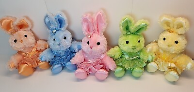 #ad Lot Five Bunny Rabbit Stuffed Plush Solid Color Dress amp; Rose Approx. 8quot; Walmart