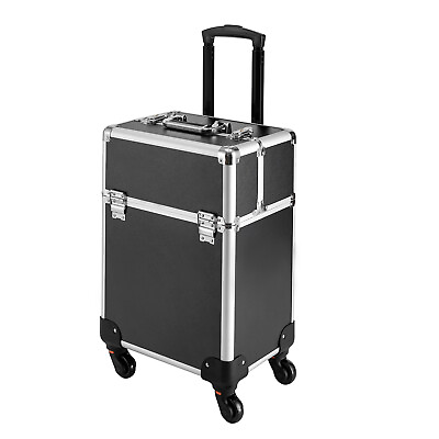 #ad Rolling Aluminum Alloy Makeup Train Case Cosmetic Trolley Storage Organizer