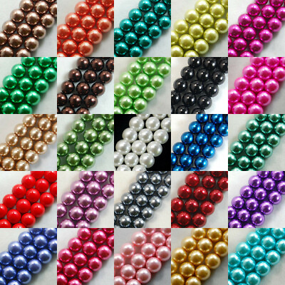 #ad 100pcs Top Quality Czech Glass Pearl Round Loose Beads 3mm 4mm 6mm 8mm 10mm 12mm