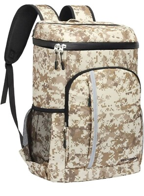 #ad Seehonor Insulated Cooler Bag Beige Brown Camo Digital Backpack Park Beach