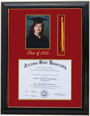 #ad DIPLOMA TASSEL 5X7 PICTURE FRAME BLACK GOLD CUSTOMIZABLE SQ