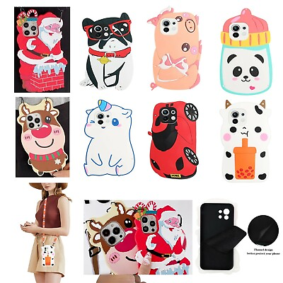 #ad 3D Santa Panda Car Phone Case For Samsung S10 S20 S21 FE Note 20 A12 A42 A30 A52