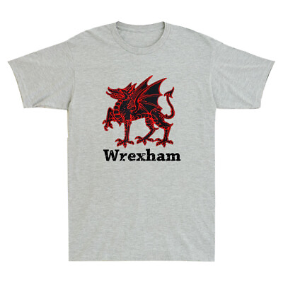 #ad Wrexham Wales Retro Vintage Red Dragon Flag Wales Men#x27;s Short Sleeve T Shirt