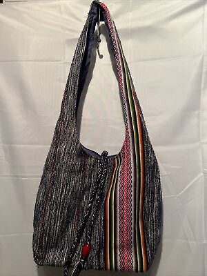 #ad Hippie Handmade Hobo Messenger CrossBody Bag Purse Mexican Colorful Zip 12”x12”