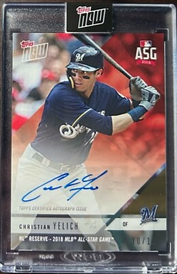 #ad Topps Now 2018 Christian Yelich ASG Red Auto 10 10 Milwaukee Brewers