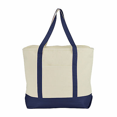 22quot; LARGE Zippered Canvas Reusable Grocery Shopping Bag Boat Tote Totes Bag $9.99