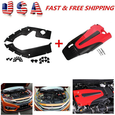 #ad Auto Engine Cover Leaf Plate Cover ABS For 2016 2021 10TH Gen Honda Civic 2019
