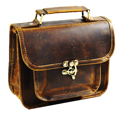 #ad Handmade Satchel Messenger Crossbody Womens Vintage Buff Leather Small Brown Bag