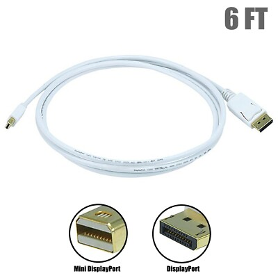#ad 6FT Mini DisplayPort Male to DisplayPort Male Cable Bi Directional Mac Monitor