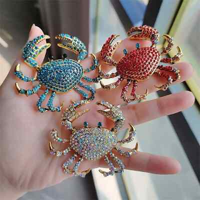 #ad Personalized Rhinestone Crab Brooch Fashionable Animal High end Alloy Pin