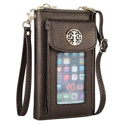 #ad Wristlet Wallet Cell Phone Purse Small Cross Body Bags for Women Chocolate
