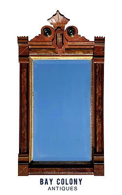 #ad ANTIQUE VICTORIAN WALNUT MIRROR WITH BEVELED GLASS amp; GOLD GILT LINER