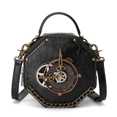 #ad Steampunk PU Leather Messenger Bag Gothic Retro Handheld Crossbody Shoulder Bags