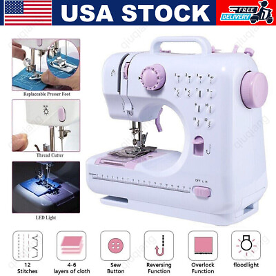 #ad Electric Sewing Machine Portable Crafting Mending Machine 12 Built In Stitches