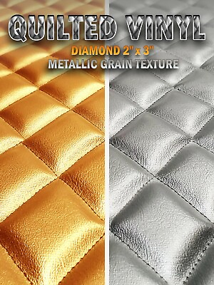 #ad Quilted Vinyl Small Texture Metallic Diamond 2quot; x 3quot; With 3 8quot; Foam Backing