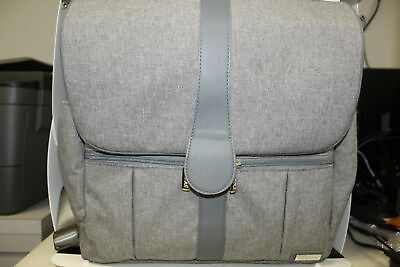#ad JJ Cole Diaper Bag Gray Heather Backpack Messenger Bag USED READ DESCRIPTION
