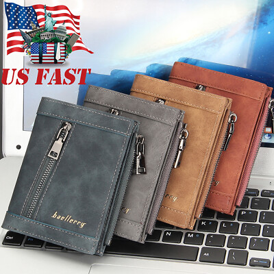 #ad Leather Wallet for Men Multi Card Holder Slim Mens Wallet with Zipper Coin Purse
