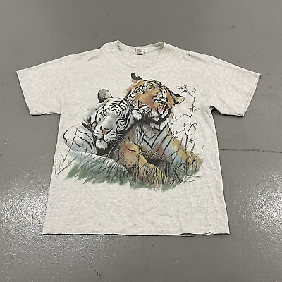 #ad Vintage Tiger T Shirt Nature Animals Single Stitch USA Made Men’s Large Cute VTG