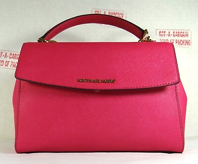#ad Michael Kors Ava Small Raspbery Leather Top Handle Satchel Crossbody Bag