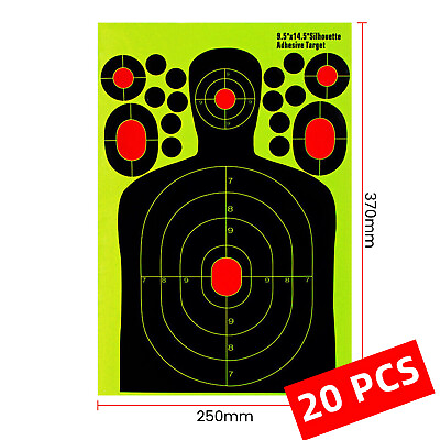 #ad 20 Packs Shooting Targets Paper Target Reactive Splatter Range Gun Rifle 23x35cm